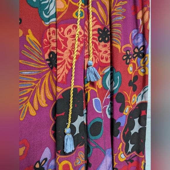 Anthropologie Pull On Pants Richly Colored Floral Drawstring Pockets Size M - Picture 3 of 13